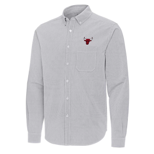 Chicago Bulls Porter Woven Antigua Long Sleeve Button Up 2XLarge Skyscraper/White
