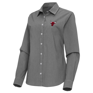 Women's Chicago Bulls Porter Woven Antigua Long Sleeve Button Up Large Black/White