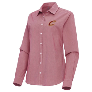Women's Cleveland Cavaliers Porter Woven Antigua Long Sleeve Button Up 2XLarge Cabernet/White