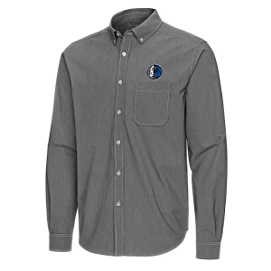Dallas Mavericks Porter Woven Antigua Long Sleeve Button Up XLarge Black/White