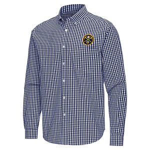 Denver Nuggets Ellis Woven Antigua Long Sleeve Button Up Medium Navy/White