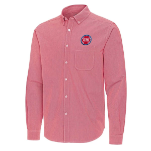 Detroit Pistons Porter Woven Antigua Long Sleeve Button Up XLarge Dark Red/White
