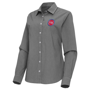 Women's Detroit Pistons Porter Woven Antigua Long Sleeve Button Up Medium Black/White