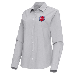 Women's Detroit Pistons Porter Woven Antigua Long Sleeve Button Up Large Skyscraper/White