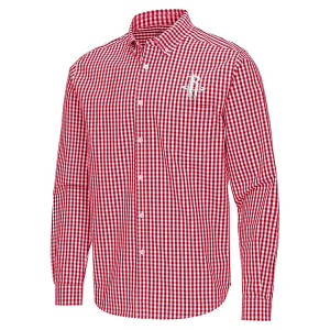 Houston Rockets Ellis Woven Antigua Long Sleeve Button Up XLarge Dark Red/White