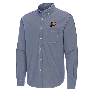Indiana Pacers Porter Woven Antigua Long Sleeve Button Up Small Navy/White