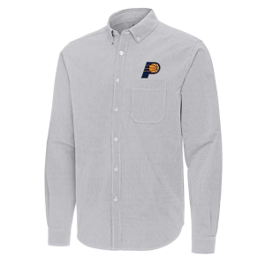 Indiana Pacers Porter Woven Antigua Long Sleeve Button Up Medium Skyscraper/White
