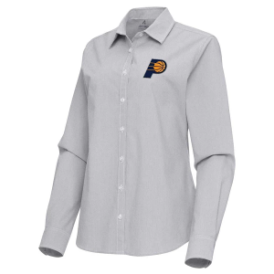 Women's Indiana Pacers Porter Woven Antigua Long Sleeve Button Up Large Skyscraper/White