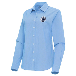 Women's Los Angeles Clippers Porter Woven Antigua Long Sleeve Button Up XLarge Columbia Blue/White