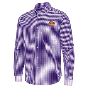 Los Angeles Lakers Ellis Woven Antigua Long Sleeve Button Up Medium Dark Purple/White