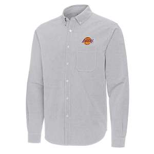 Los Angeles Lakers Porter Woven Antigua Long Sleeve Button Up Large Skyscraper/White