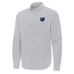 Memphis Grizzlies Porter Woven Antigua Long Sleeve Button Up Small Skyscraper/White