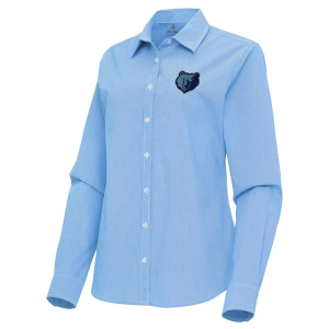 Women's Memphis Grizzlies Porter Woven Antigua Long Sleeve Button Up XLarge Columbia Blue/White