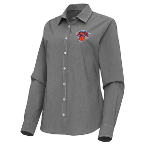 Women's New York Knicks Porter Woven Antigua Long Sleeve Button Up Large Black/White