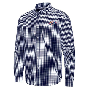 Oklahoma City Thunder Ellis Woven Antigua Long Sleeve Button Up Small Navy/White