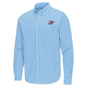 Oklahoma City Thunder Ellis Woven Antigua Long Sleeve Button Up Large Columbia Blue/White
