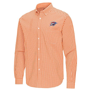 Oklahoma City Thunder Ellis Woven Antigua Long Sleeve Button Up Large Mango/White