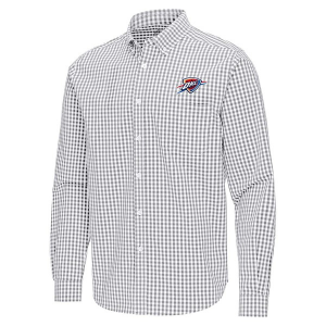 Oklahoma City Thunder Ellis Woven Antigua Long Sleeve Button Up Small Skyscraper/White