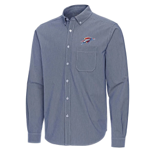 Oklahoma City Thunder Porter Woven Antigua Long Sleeve Button Up Small Navy/White