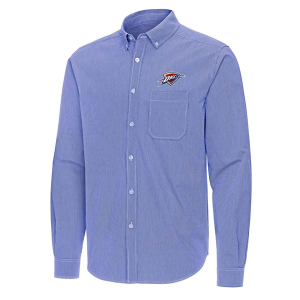Oklahoma City Thunder Porter Woven Antigua Long Sleeve Button Up 2XLarge Dark Royal/White