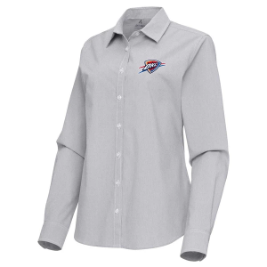 Women's Oklahoma City Thunder Porter Woven Antigua Long Sleeve Button Up Large Skyscraper/White