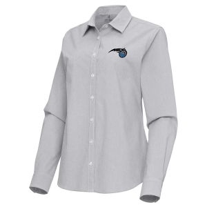 Women's Orlando Magic Porter Woven Antigua Long Sleeve Button Up 2XLarge Skyscraper/White