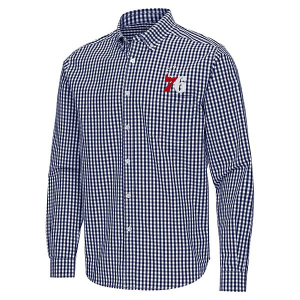 Philadelphia 76ers Ellis Woven Antigua Long Sleeve Button Up 2XLarge Navy/White