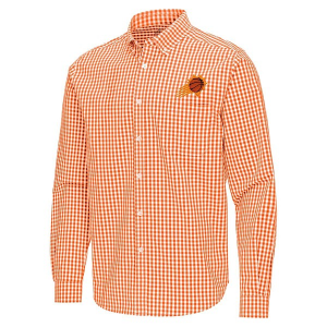 Phoenix Suns Ellis Woven Antigua Long Sleeve Button Up Large Mango/White