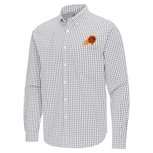 Phoenix Suns Ellis Woven Antigua Long Sleeve Button Up Small Skyscraper/White