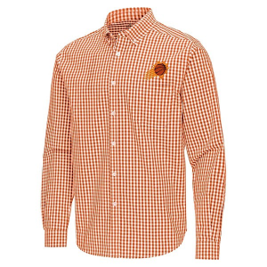 Phoenix Suns Ellis Woven Antigua Long Sleeve Button Up Medium Burnt Orange/White