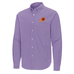 Phoenix Suns Porter Woven Antigua Long Sleeve Button Up Small Dark Purple/White