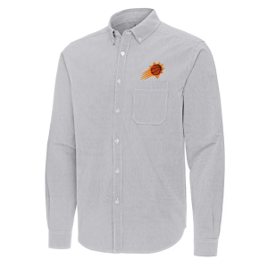 Phoenix Suns Porter Woven Antigua Long Sleeve Button Up Small Skyscraper/White