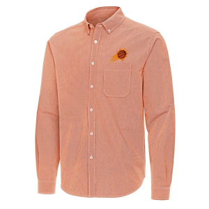 Phoenix Suns Porter Woven Antigua Long Sleeve Button Up Large Burnt Orange/White
