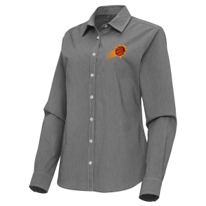 Women's Phoenix Suns Porter Woven Antigua Long Sleeve Button Up Large Black/White