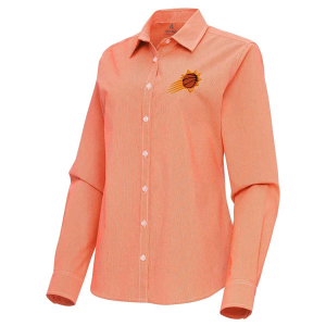 Women's Phoenix Suns Porter Woven Antigua Long Sleeve Button Up Small Mango/White