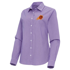 Women's Phoenix Suns Porter Woven Antigua Long Sleeve Button Up Small Dark Purple/White