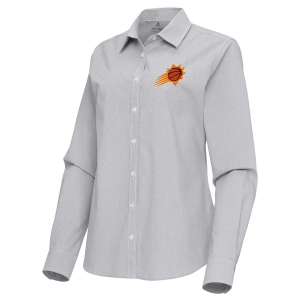 Women's Phoenix Suns Porter Woven Antigua Long Sleeve Button Up Small Skyscraper/White
