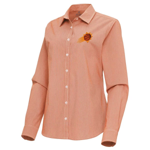 Women's Phoenix Suns Porter Woven Antigua Long Sleeve Button Up XLarge Burnt Orange/White