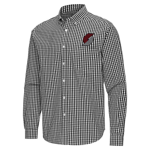 Portland Trail Blazers Ellis Woven Antigua Long Sleeve Button Up Large Black/White
