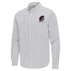 Portland Trail Blazers Ellis Woven Antigua Long Sleeve Button Up Large Skyscraper/White