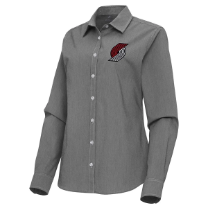 Women's Portland Trail Blazers Porter Woven Antigua Long Sleeve Button Up Large Black/White