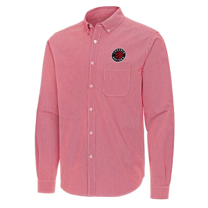 Toronto Raptors Porter Woven Antigua Long Sleeve Button Up Large Dark Red/White