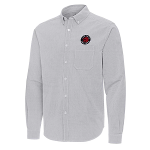 Toronto Raptors Porter Woven Antigua Long Sleeve Button Up Medium Skyscraper/White