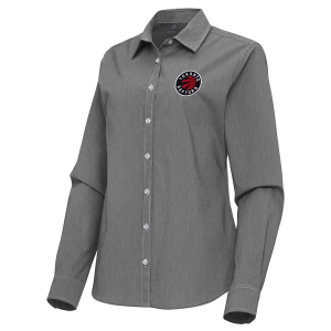Women's Toronto Raptors Porter Woven Antigua Long Sleeve Button Up Small Black/White