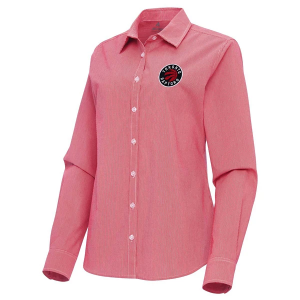Women's Toronto Raptors Porter Woven Antigua Long Sleeve Button Up 2XLarge Dark Red/White