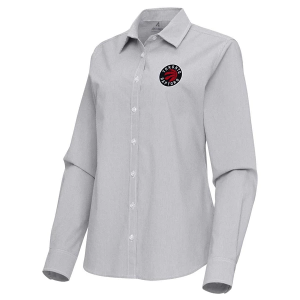 Women's Toronto Raptors Porter Woven Antigua Long Sleeve Button Up XLarge Skyscraper/White