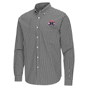 Washington Wizards Ellis Woven Antigua Long Sleeve Button Up 2XLarge Black/White