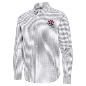Washington Wizards Ellis Woven Antigua Long Sleeve Button Up Medium Skyscraper/White
