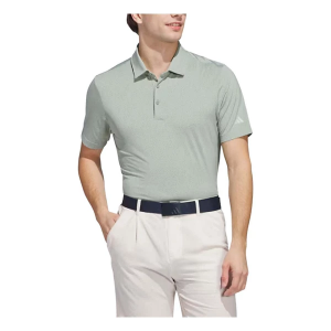 Men's adidas Ultimate365 Mini Bunker Long Sleeve Polo Large Silver Green