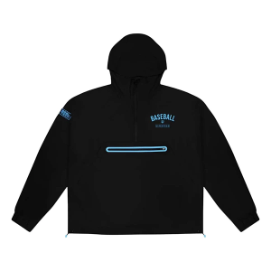 Men's Baseball Lifestyle Heritage Premium Windbreaker Large Black/Light Blue